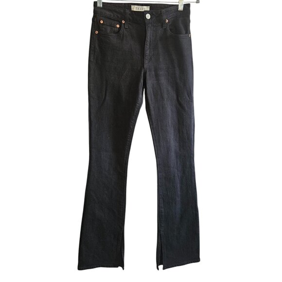 Faye Demi Boot Jean With Slit in Paint it Black Colorway - Picture 1 of 11